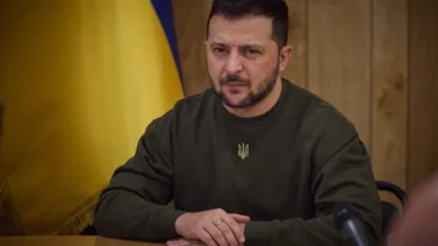 Ukrayna Devlet Başkanı Volodimir Zelenski, M&uuml;nih&rsquo;te devam eden g&uuml;venlik konferansında,