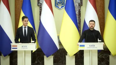 Hollanda Başbakanı Rob Jetten, başkent Kiev’de temaslarda bulundu.  Cumhurbaşkanı Volodimir