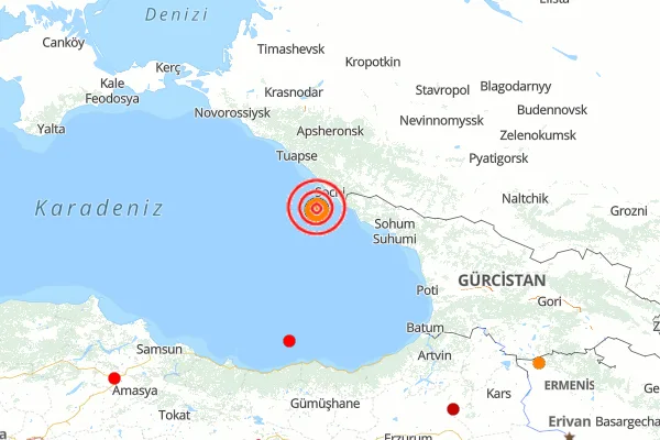 Boğaziçi Üniversitesi Kandilli Rasathanesi ve Deprem Araştırma Enstitüsü (KRDAE) verilerine